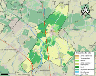 Barevná mapa znázorňující využití půdy.