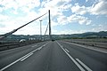 Hängebrücke über die Donau in Linz, Blick Richtung Norden.