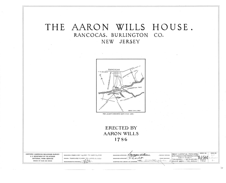 File:Aaron Wills House, Rancocas, Burlington County, NJ HABS NJ,3-RANC.V,3- (sheet 0 of 21).png