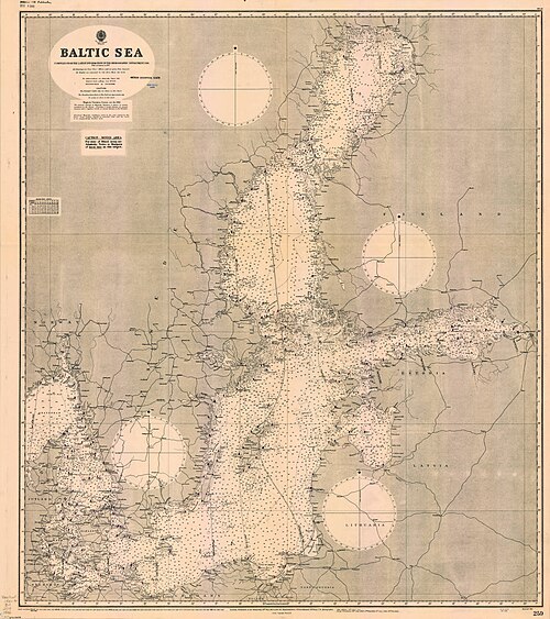 Nautical chart of the Baltic Sea in 1919.