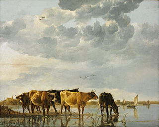 <i>Cows in a River</i> 1650 painting by Aelbert Cuyp