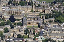 Aerial view of The Queen's College, Oxford Aerial view of Queens College Oxford (31651737006).jpg