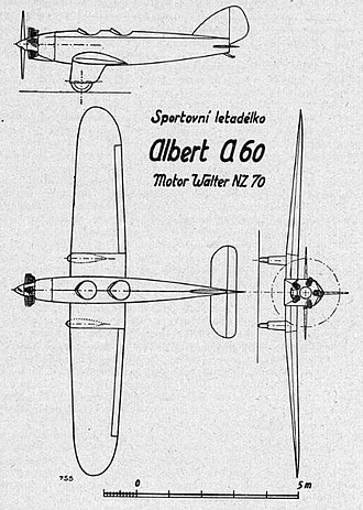 Albert A-60 (3-view drawing from Letectvi 1931) Albert A-60 (3D, Letectvi 1931).jpg