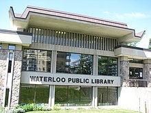 The entrance to Waterloo Public Library's Main Branch in 2002