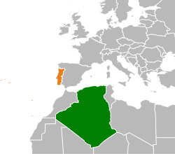 Lage von Algerien und Portugal