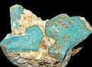 Amazonite crystals on orthoclase, from Konso, SNNPR, Ethiopia.