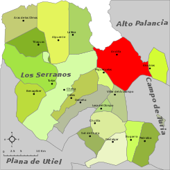 Localización en la comarca de La Serranía