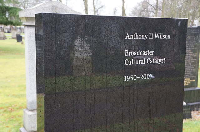 The top of Wilson's gravestone, designed by Peter Saville and Ben Kelly.
