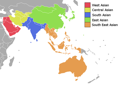 Kaart van de landen die lid zijn van de AFC