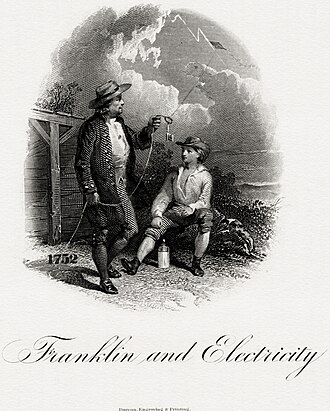 Franklin and Electricity vignette engraved by the BEP (c. 1860) BEP-JONES-Franklin and Electricity.jpg