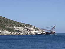 The wreck of BOS 400 on 5 February 2006. BOS 400 2006-02-05.JPG