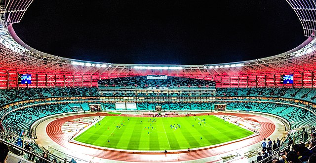 Inside Baku Olympic Stadium, 10 October 2015.