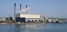 Ballylumford power station provides over half of Northern Ireland's total generating capacity, and 17% of all-Ireland capacity. Ballylumford.jpg