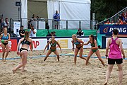 Deutsch: Beachhandball Europameisterschaften 2019 (Beach handball Euro); Tag 6: 7. Juli 2019 – Frauenfinale, Dänemark-Ungarn 2:0 (18:12, 23:22) English: Beach handball Euro; Day 6: 7 July 2019 – Women's Final – Denmark-Hungary 2:0 (18:12, 23:22)