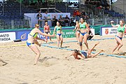 Deutsch: Beachhandball Europameisterschaften 2019 (Beach handball Euro); Tag 2: 3. Juli 2019 – Frauen, Vorrunde Gruppe D, Ukraine-Deutschland 2:0 (23:22, 32:24) English: Beach handball Euro; Day 2: 3 July 2019 – Women Preliminary Round Group D – Ukraine-Germany 2:0 (23:22, 32:24)