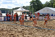 Deutsch: Beachhandball Europameisterschaften 2019 (Beach handball Euro); Tag 4: 5. Juli 2019 – Frauen, Viertelfinale, Dänemark-Norwegen 2:1 (11:9, 16:19, 7:6) English: Beach handball Euro; Day 4: 5 July 2019 – Quarter Final Women – Denmark-Norway 2:1 (11:9, 16:19, 7:6)