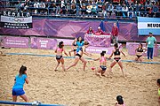 Deutsch: Beachhandball bei den Olympischen Jugendspielen 2018; Tag 6, 12. Oktober 2018; Mädchen, Hauptrundenspiel – Chinesisch Taipei (Taiwan)-Paraguay 0:2 English: Beach handball at the 2018 Summer Youth Olympics at 12 October 2018 – Girls Main Round – Chinese Taipei (Taiwan)-Paraguay 0:2