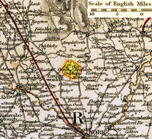 The region around Crayke shown as an exclave of Durham, in Betts's Family Atlas, 1846.