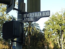 Sign of Beverly Glen Boulevard in Holmby Hills, Los Angeles, California Beverly Glen Sign.JPG