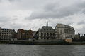 The old (demolished) pier with Unilever House in the background