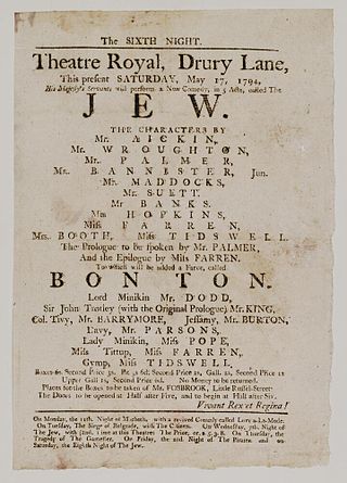 <i>The Jew</i> 1794 play by Richard Cumberland