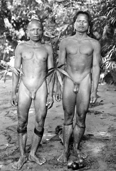 File:COLLECTIE TROPENMUSEUM 'Twee Kenyah-Dajaks met een penis-staafje de linker heeft tevens een oorbel van houtsnijwerk Borneo' TMnr 10005628.jpg