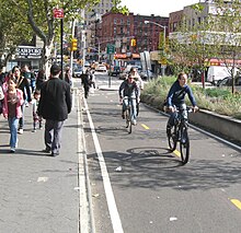 Bikeway in New York City, USA (2008) Canal Forsyth Streets bikeway jeh.JPG