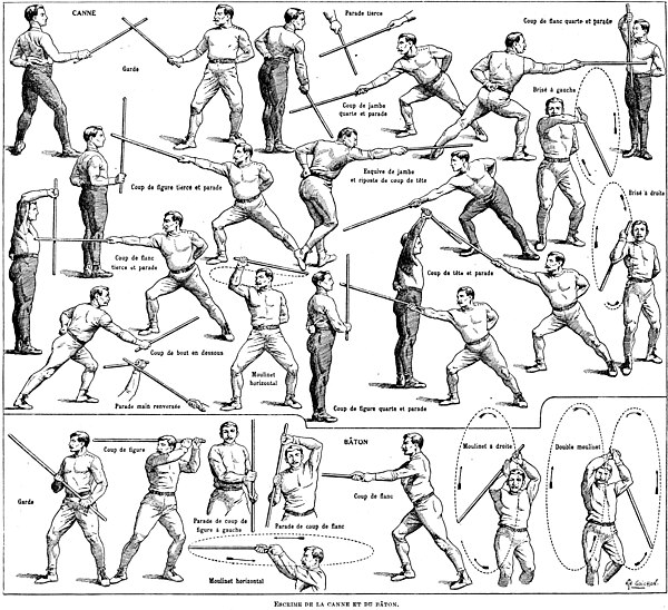 Cane and stick fencing in French encyclopedia