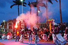 Group parades during the Great Night Parade of Cayenne