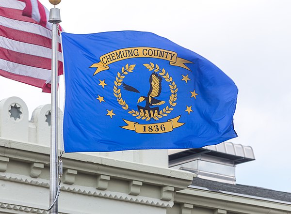 Flag of Chemung County, at the Chemung County Courthouse