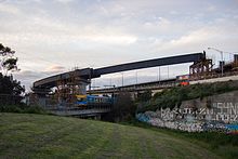 New ramp under construction at Bell Street as part of the CityLink Tulla Widening Project (2016) Citylink upgrade at Bell Street, October 2016.jpg