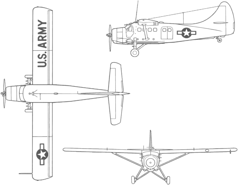 File:De Havilland Canada U-1A Otter 3-view line drawing.png
