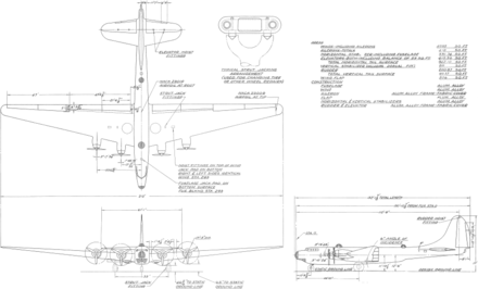 3-view line drawing of the Douglas XB-19