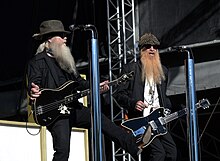 Hill and Gibbons performing at Puistoblues in Jarvenpaa, Finland, on July 4, 2010 Dusty hill and billy gibbons finland 2010.jpg