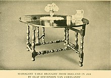 Mahogany table brought from Holland in 1668 by Olof Stevense Van Cortlandt Dutch New York (1909) (14579267869).jpg