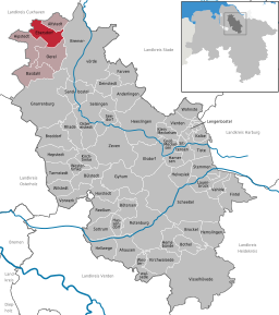 Läget för kommunen Ebersdorf i Landkreis Rotenburg