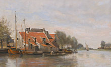 Huisjes langs een kanaal in de buurt van Rotterdam, 1854
