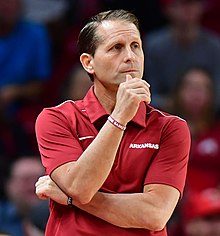 Eric Musselman coaches a Razorback basketball game. Eric-Musselman-vs-UALR-1.jpg