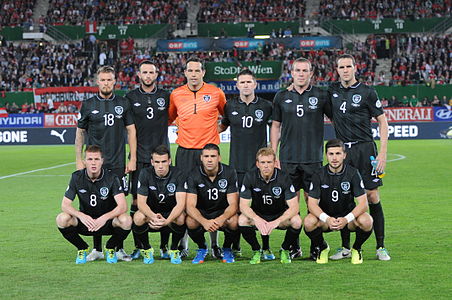 The Republic of Ireland national football team at 10. September 2013 before the match against the Austria national football team in the Ernst-Happel-Stadion in Vienna.