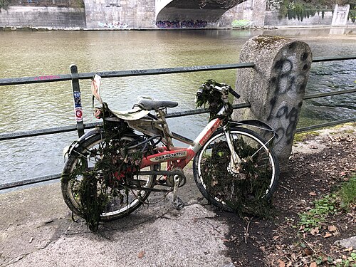 Bike fished out of the river, Munich, Germany