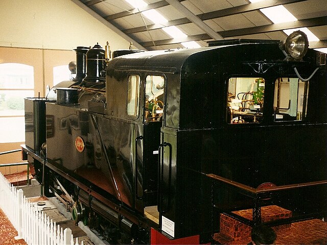 One of the special locomotives employed on the Rimutaka Incline, H 199, now preserved at the Fell Engine Museum.
