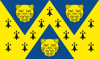 The Shropshire county flag, based on the coat of arms granted in 1896. Flag of Shropshire.svg