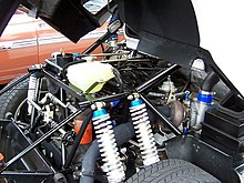 1803 cc BDT on Ford RS200 with turbocharger and wastegate valve more visible than the engine Ford RS200 engine.jpg