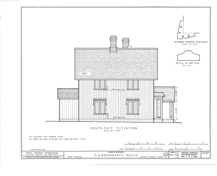 File:Fort Simcoe, Commandant's House and Blockhouse, Fort Simcoe Road, White Swan, Yakima County, WA HABS WASH,39-WHIT.V,1- (sheet 7 of 13).tif