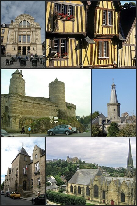 From left to right and top to bottom: 1. Victor Hugo Theatre, 2. Timbered house, 3. The château, 4. The belfry, 5. The town hall, 6. The Church of St.