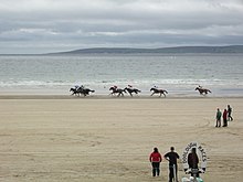 Horse racing on Doolough Beach, County Mayo as part of the Geesala Festival Geesala Races, Doolough Beach.jpg