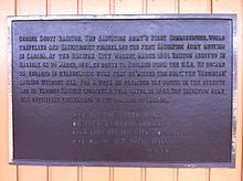 1st Salvation Army meeting in Canada Plaque, Stayner's Wharf, Halifax, Nova Scotia GeorgeScottRailtonPlaqueHalifaxNovaScotia.jpg