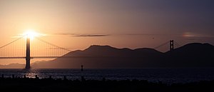 Golden Gate Bridge with the Sun and Sundog