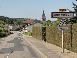 Grimaucourt-près-Sampigny (Meuse) city limit sign.jpg