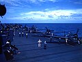 Hellcats warming up on deck of USS Cowpens (CVL-25), January 1944.